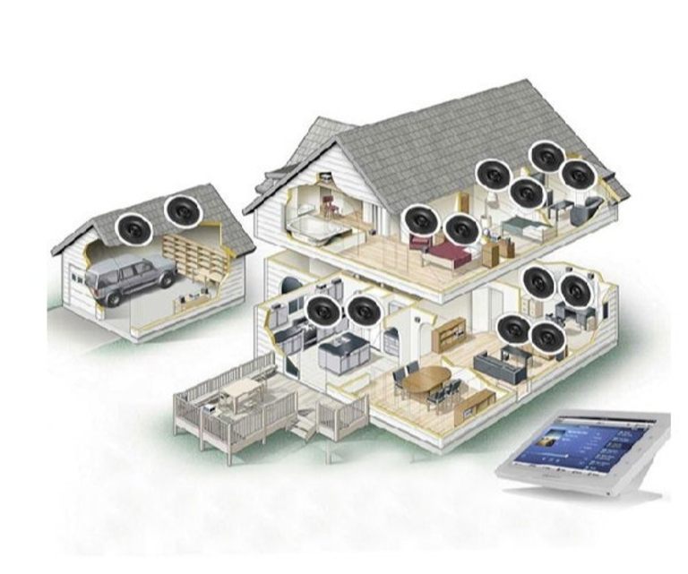 Multi-room whole home audio system in Dubai villa