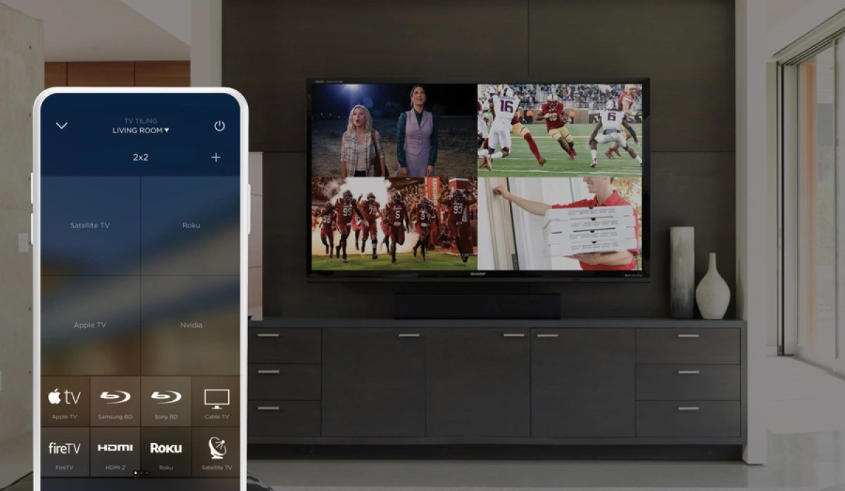 Savant video tiling control interface on iPad in luxury smart home