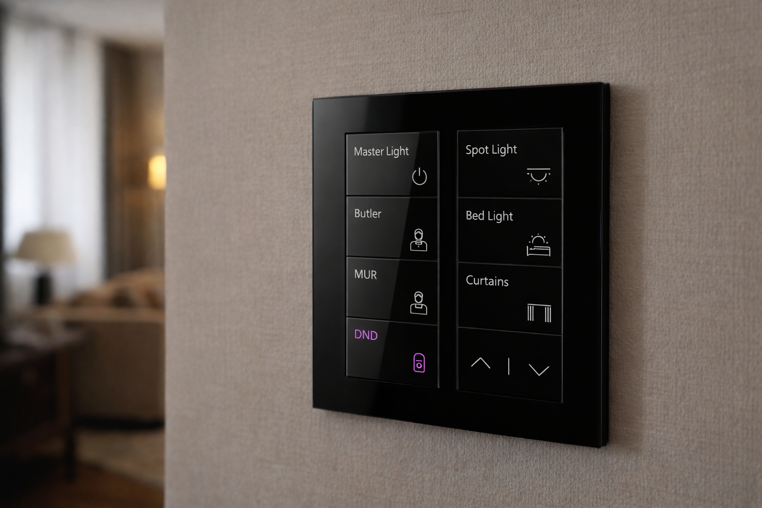 KNX interface panel for luxury smart home control